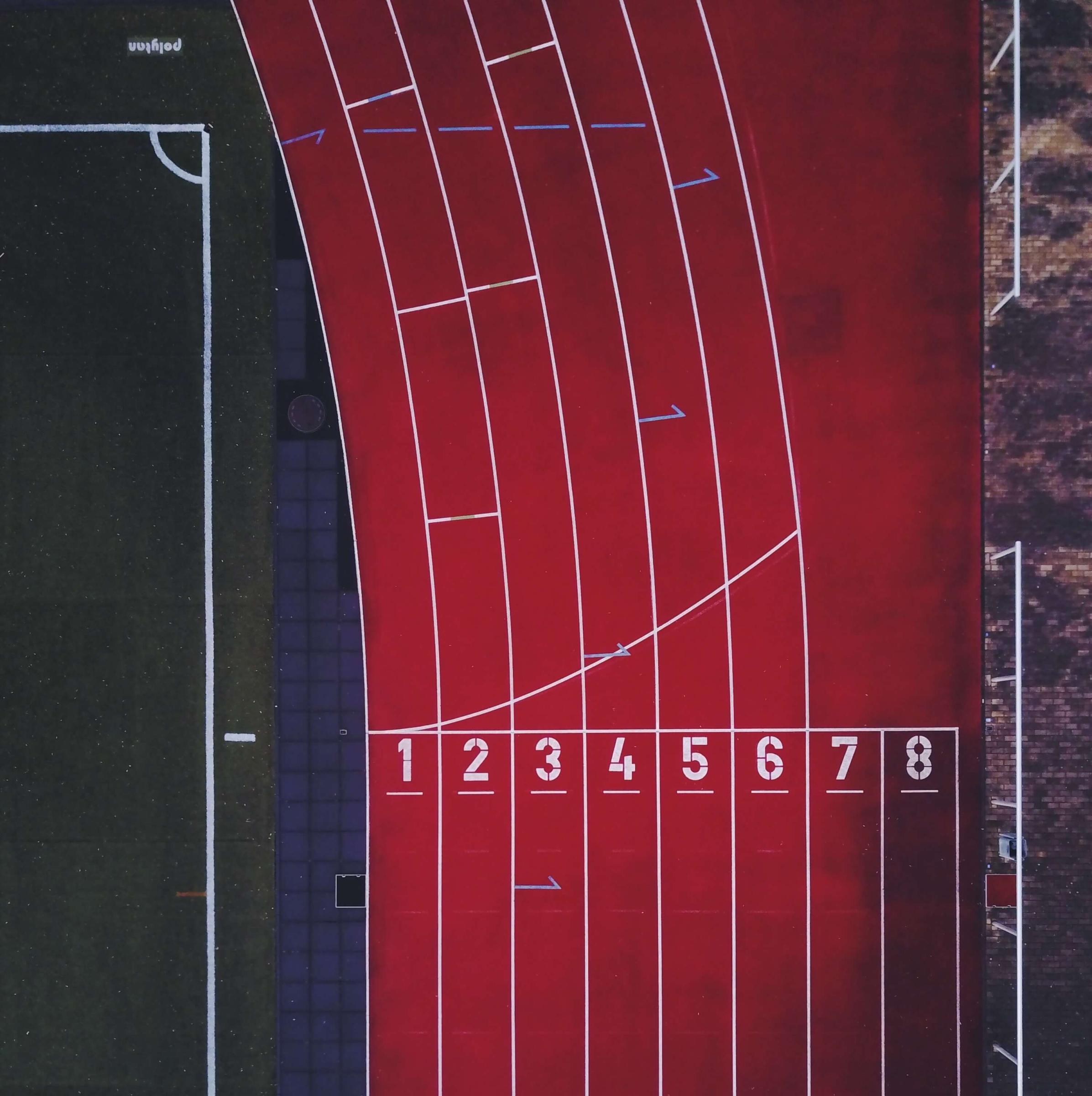 Birds eye view of athletics track