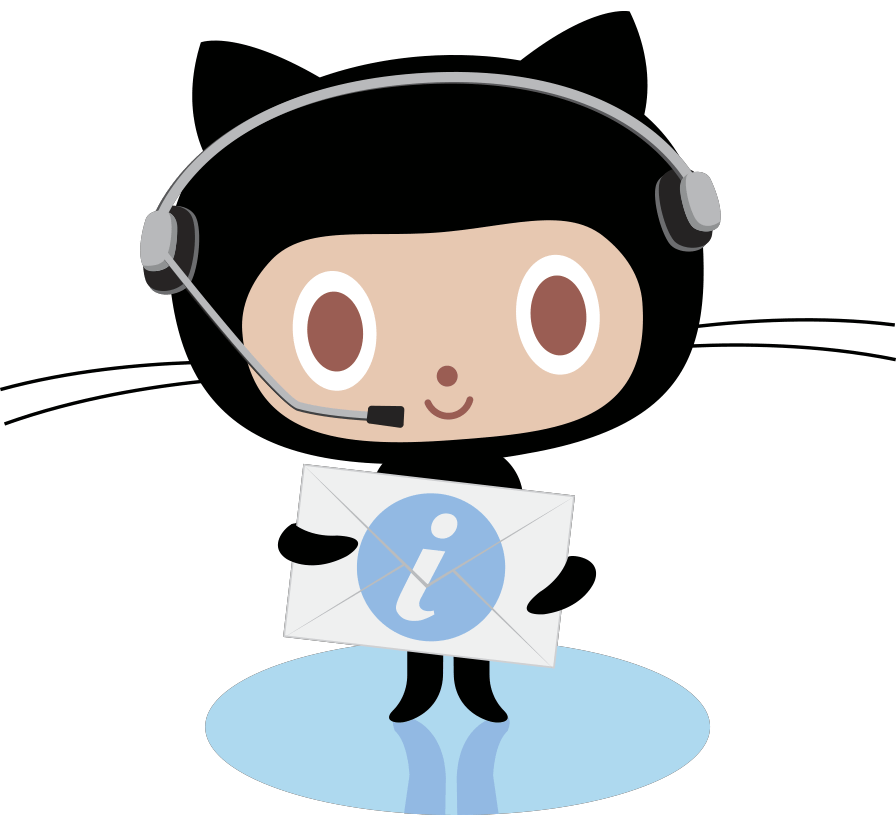 GitHub octocat ready to provide customer support with their headset and email.