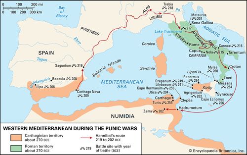 The western Mediterranean during the Punic Wars