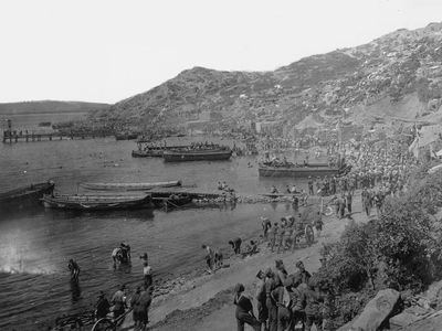 World War I: Allied troops on the Gallipoli Peninsula