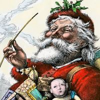 Illustration of Merry Old Santa Claus by Thomas Nast. (Christmas, holidays)