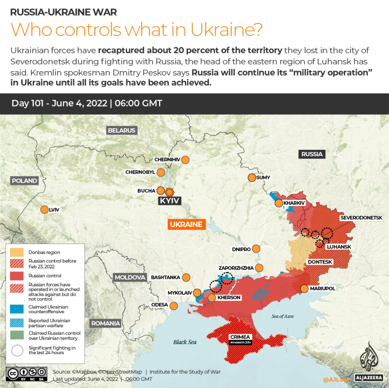 INTERACTIVE Russia Ukraine War Who controls what in Ukraine Day 101