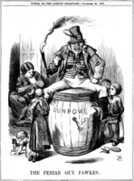 The Fenian Guy Fawkes 1867, Punch cartoon referring to the Clerkenwell explosion