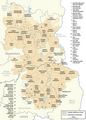 Detailed map of Sorb-inhabited area in Germany (in Lower Sorbian)