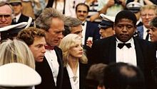 Michael Zelniker, Clint Eastwood, Sondra Locke and Forest Whitaker promoting the film "Bird" at the Cannes film festival