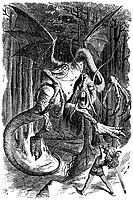 The Jabberwock from the poem "Jabberwocky", in Through the Looking-Glass 1871