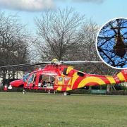 An air ambulance landed at the scene of an incident where the patient was found 