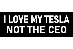 I Love My Tesla But Not the CEO Sticker Funny Hate Elon Musk Sticker - Black