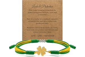 HARACRAFT 18K Gold Plated St. Patrick’s Day Shamrock Clover Bracelet - Irish Luck & Protection String Bracelet with Gift Box 