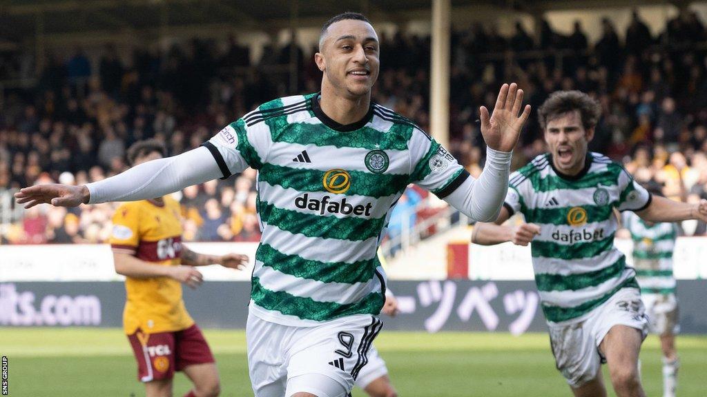 Adam Idah celebrates his second goal at Fir Park