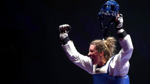 Jade Jones celebrates