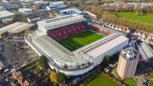 A general view of Ashton Gate from above