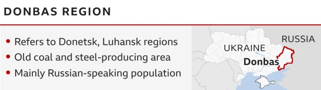 A map showing the Donbas region in eastern Ukraine