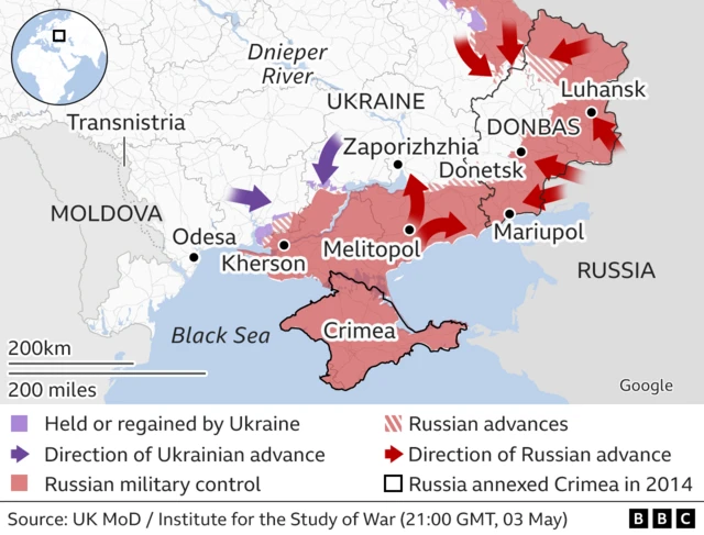 Map of southern Ukraine