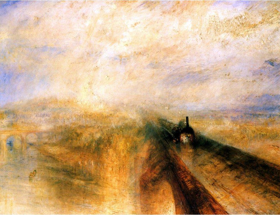 Turner's Rain, Steam, and Speed (The Great Western Railway) shows the Maidenhead railway bridge, across the Thames going into London