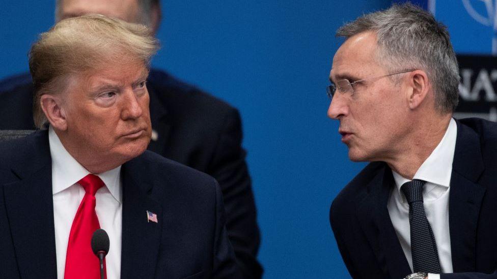 Trump speaks to Jens Stoltenberg, secretary general of NATO, in 2017