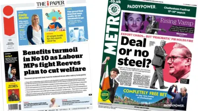 The i Paper and Metro front covers