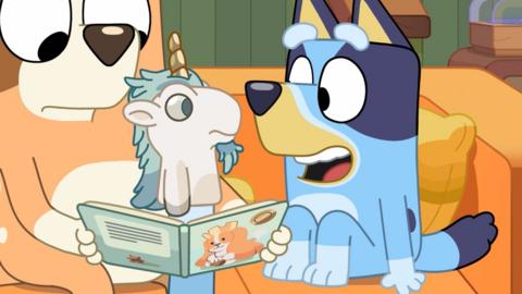 Bluey is talking to unicorse