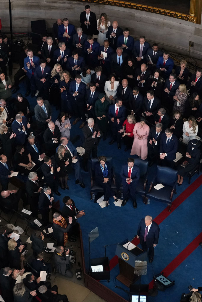 US President Donald Trump after speaking during inauguration ceremonies in the Rotunda of the US Capitol on 20 January