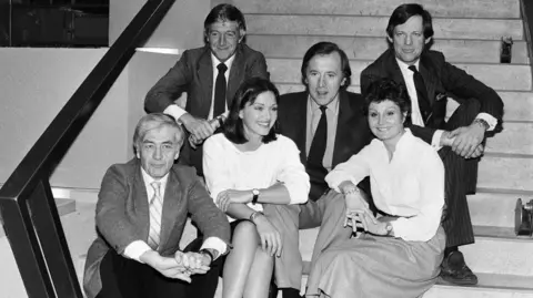 Getty Images Robert Kee, Michael Parkinson, Anna Ford, David Frost, Angela Rippon & Peter Jay