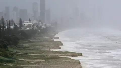 Beach erosion on the Gold Coast, Australia.