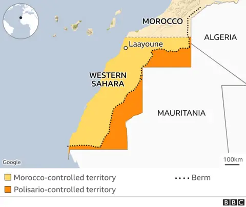 A map of Western Sahara.