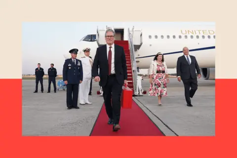 Getty Images Prime Minister Sir Keir Starmer arriving in the United States for talks with President Biden