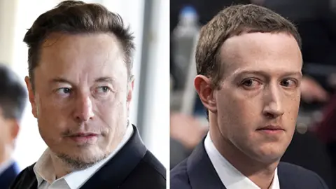 Getty Images Elon Musk and Mark Zuckerberg.