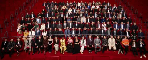 AMPAS The nominees from this year's Oscars posing for the annual class photo in the David Geffen Theatre, Los Angeles