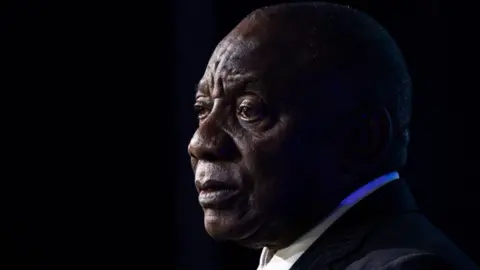 Getty Images A close-up image of President Cyril Ramaphosa 